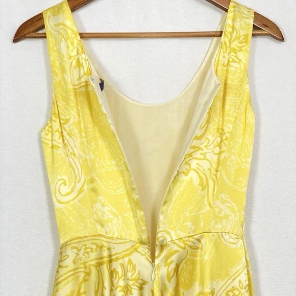 Brooks Brothers 100% Silk Size 2 XS Yellow Dress Lined Sleeveless Luxury Preppy - Picture 4 of 6
